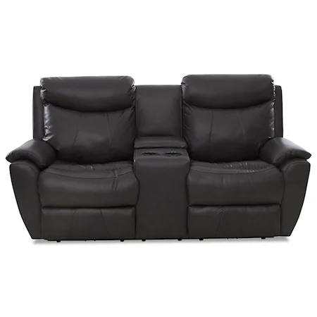 Casual Power Console Reclining Loveseat with Cupholders and Kool Gel Cushions